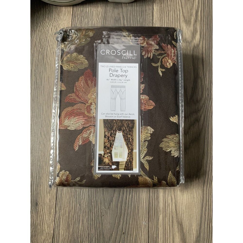 CROSCILL Eloquent Pole Top Drapery 82W-84L ‎ "Jacqueline" Lined With Tie backs